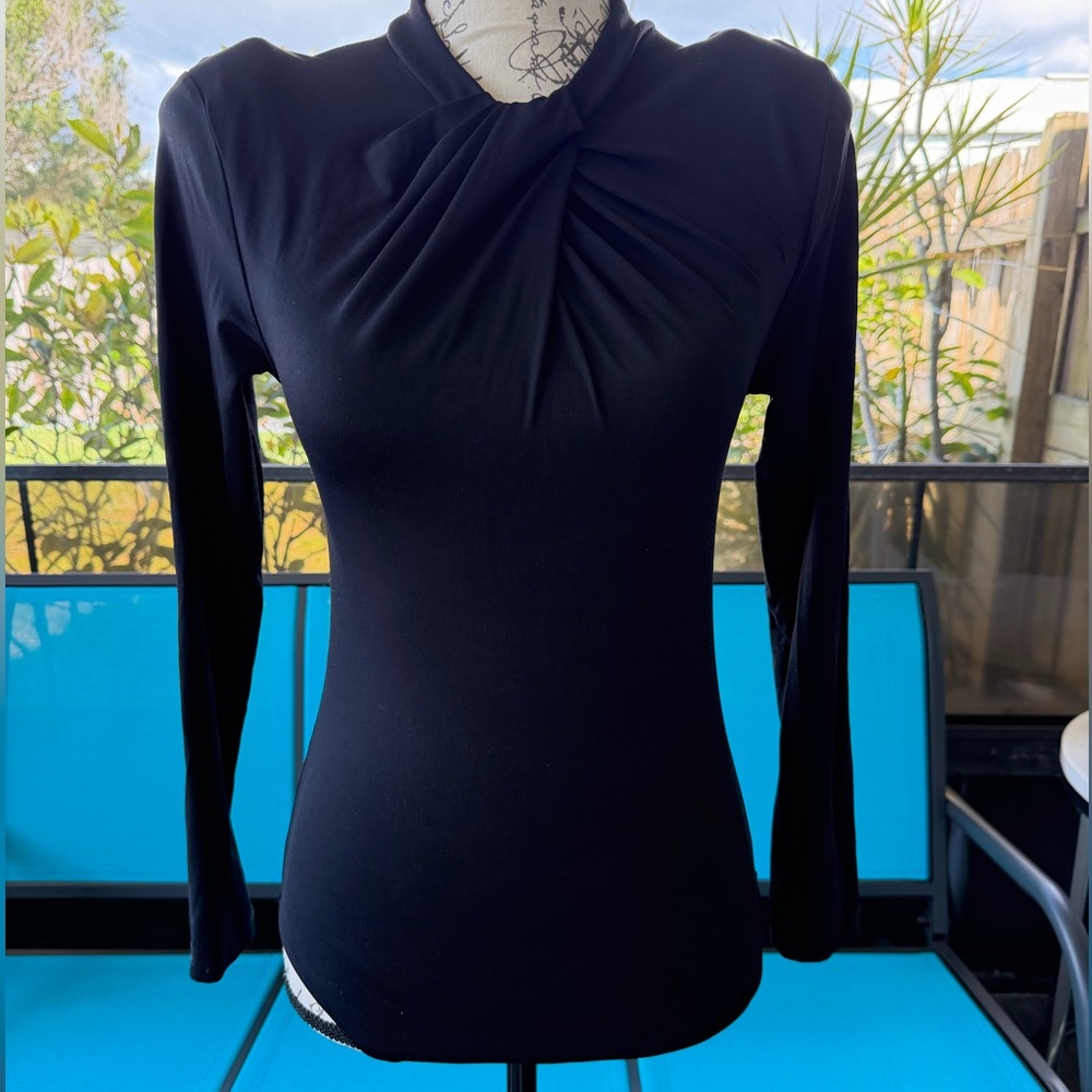 Zara Black Twist-Detail Long Sleeve Women's body suit size medium